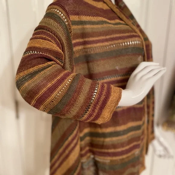 Ralph Lauren Earthy Tones Striped Cardigan NWT Size L/XL - Picture 2 of 9